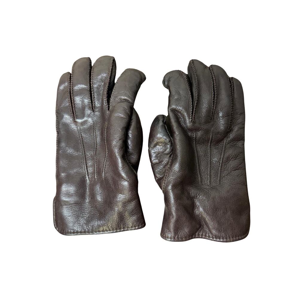 Brown fur lined gloves vintage ladies XL acrylic